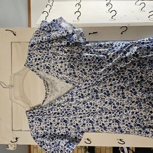 Floral Blue and White Dress